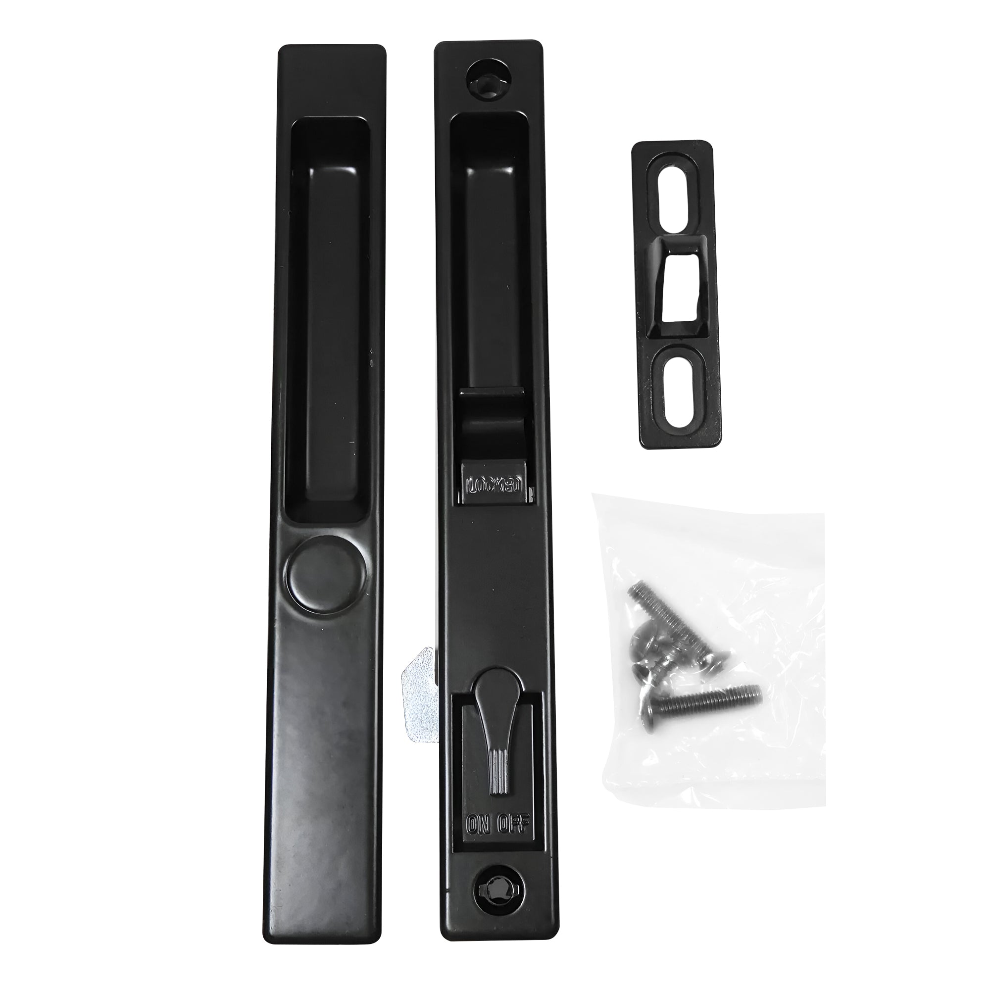 Sliding Glass Door Handle Set, Flush Mount, Non-Keyed, 6-5/8" Screw Holes (DL-502) - Garage and Sliding Door Hardware